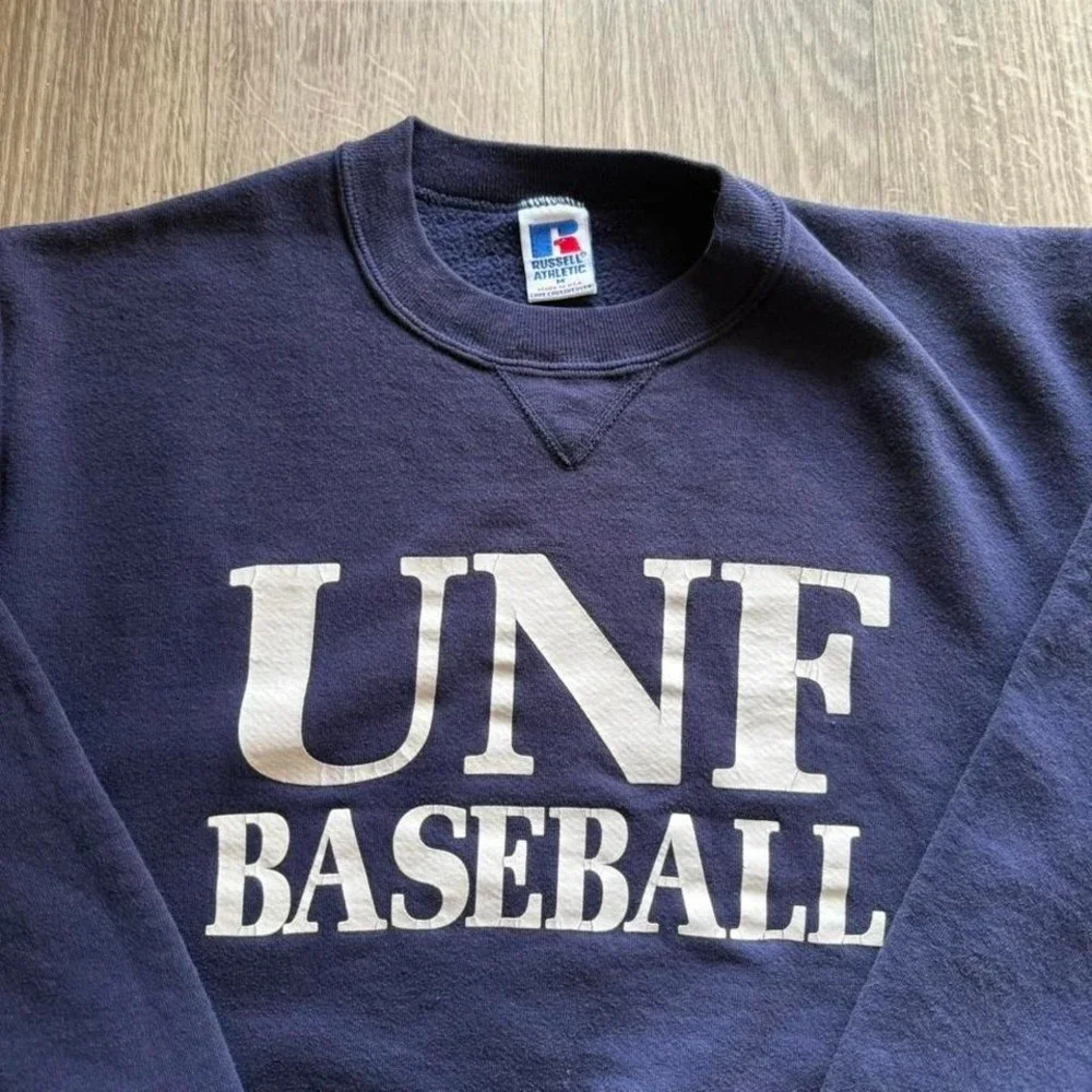 intage UNF Sweatshirt Mens Medium Navy 90s Russell Athletic Pullover Crewneck